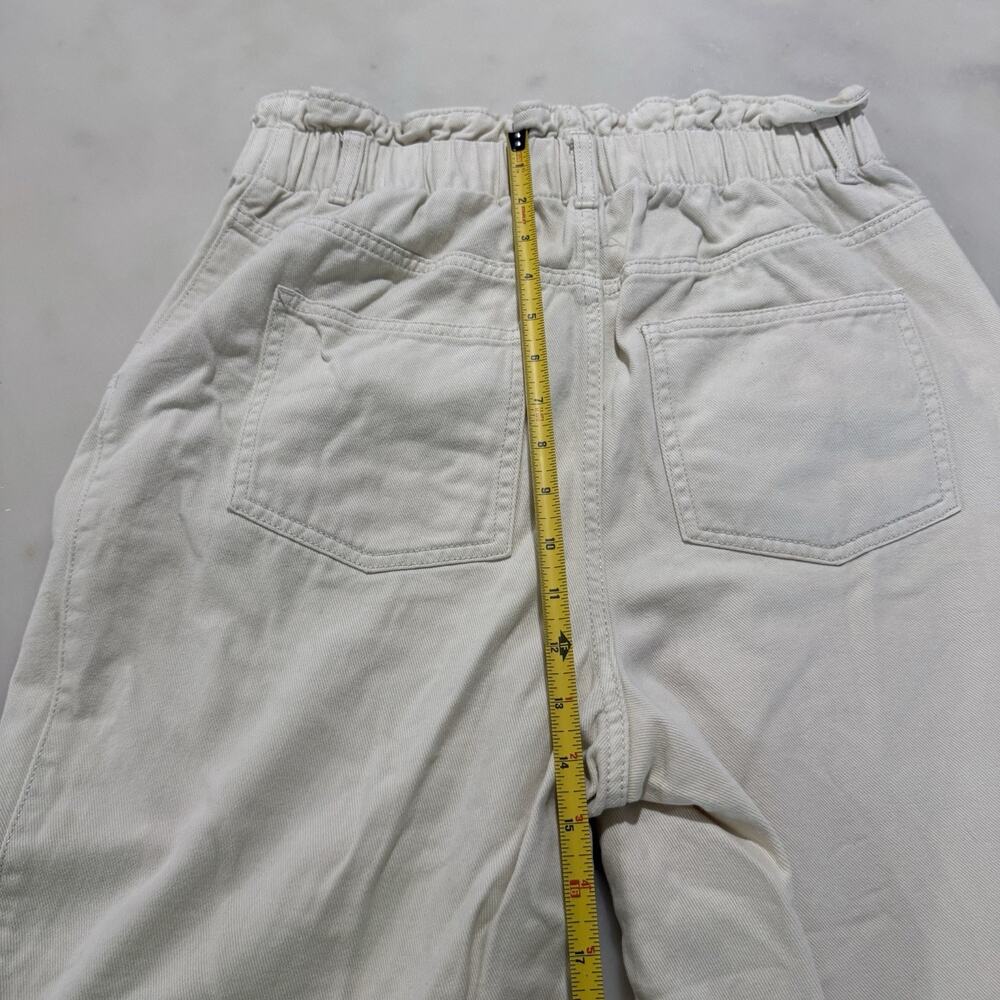 H&M 100% Cotton Pants Beige Elastic Paperback Waist Trousers Pockets Women’s 8 - Picture 10 of 11